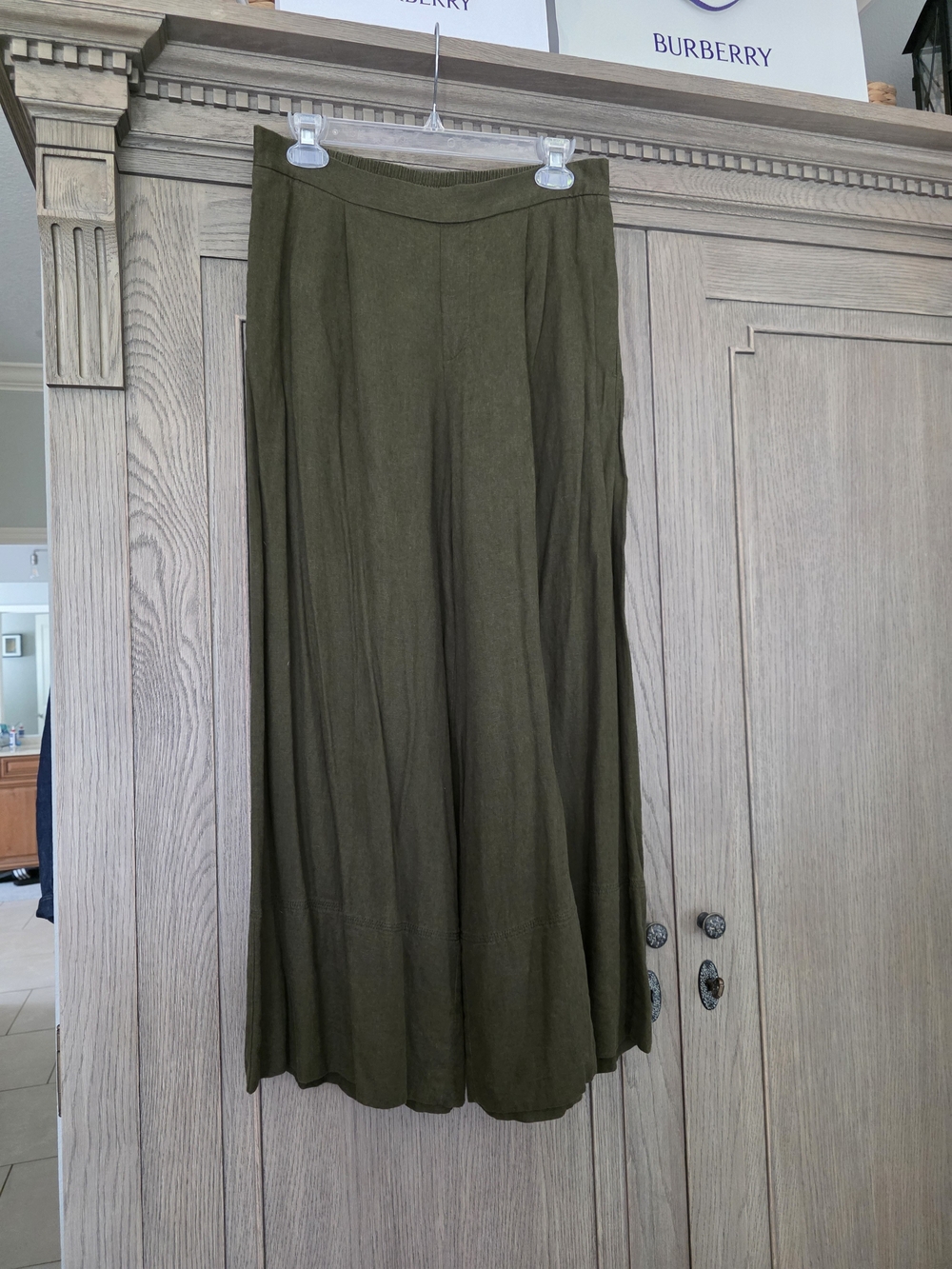 Banana Republic Olive Green Wide-Leg Linen Pants Small Tall